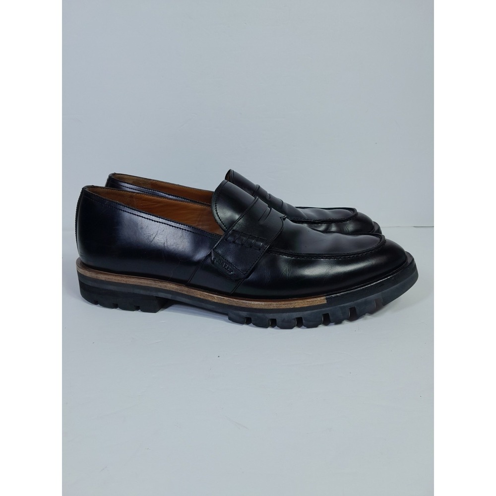 Bally Men 9 Barox Leather Apron-Toe Penny LoafersLug Sole Rare Chunky
